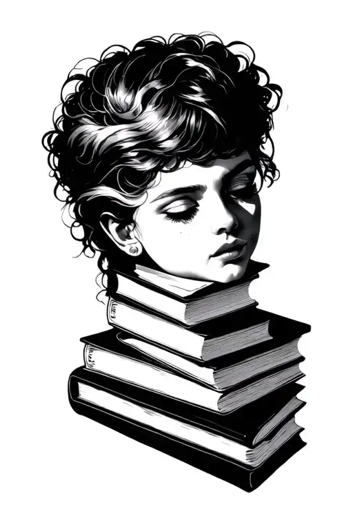 books and overthinker creative tattoo design idea