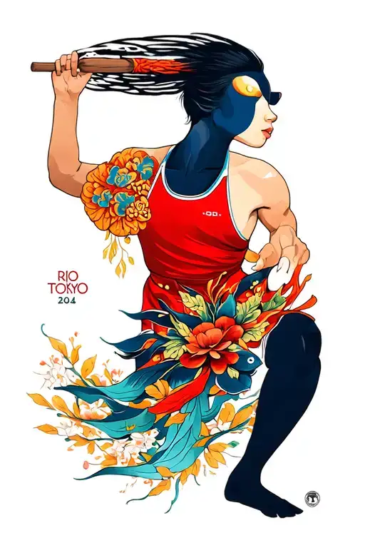 Three Olympic Games: Rio 2016, Tokyo 2020, Paris 2024 tattoo design idea