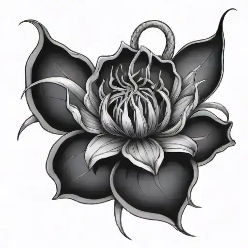 Spiderlily with a snake wraped around it tattoo design idea