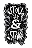 words Stolz and Stärke written with emoji like this: ⚡️TOLZ & ⚡️TÄRKE tattoo design idea