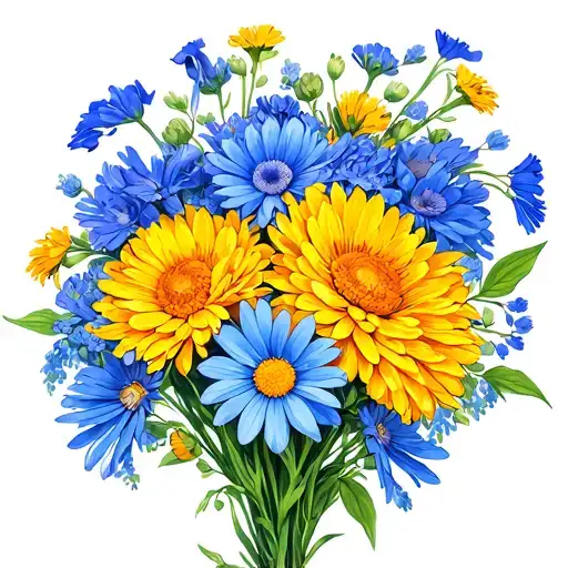 larkspur daisy aster chrysanthemum bouquet tattoo design idea