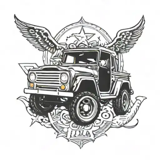 modified car and Texas tattoo design idea
