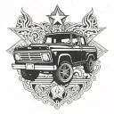 modified car and Texas tattoo design idea