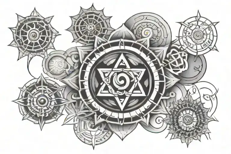 agna chakra symbols tattoo design idea