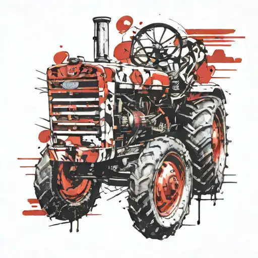 abstract black ford jubilee tractor  tattoo design idea