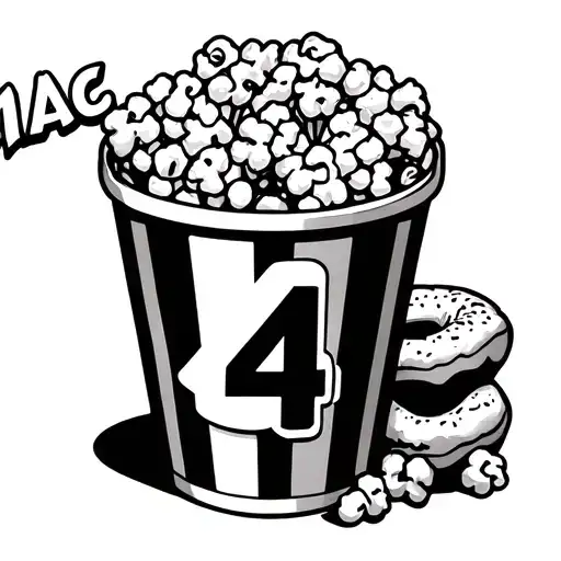 "MAC 4" milkshake donut popcorn bucket tattoo design idea