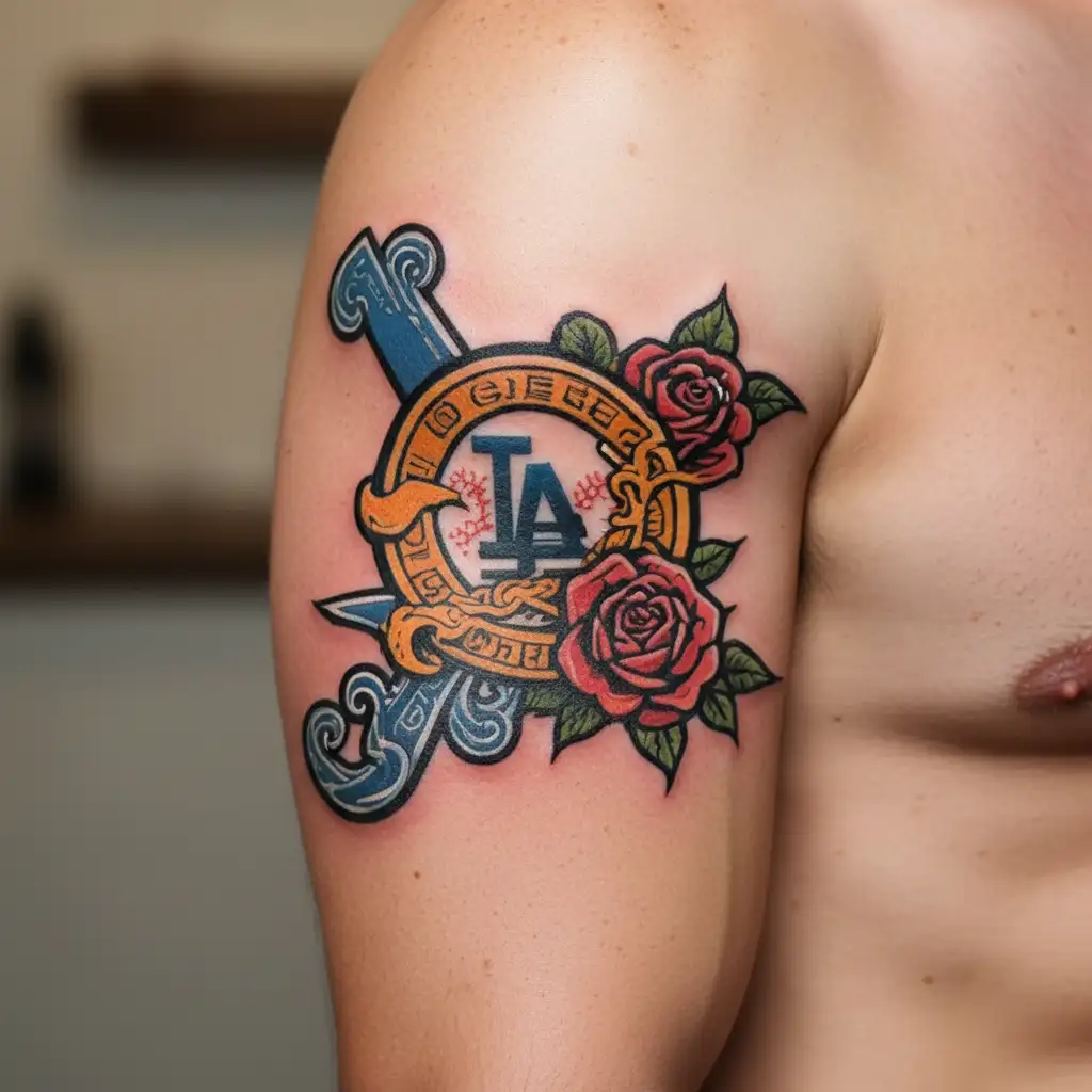 Dodgers logo intertwined tattoo design idea