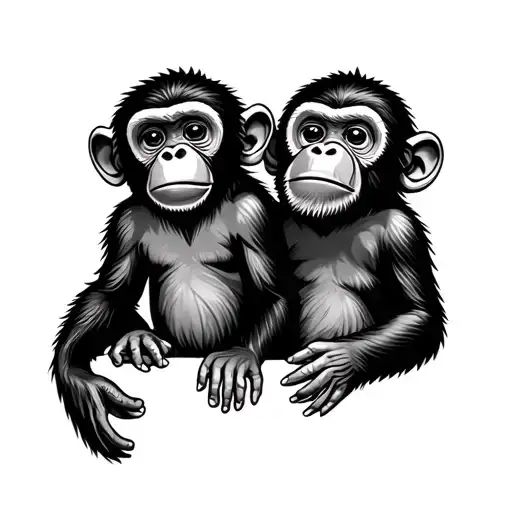 Baby Singe and Papa Monkey Content tattoo design idea