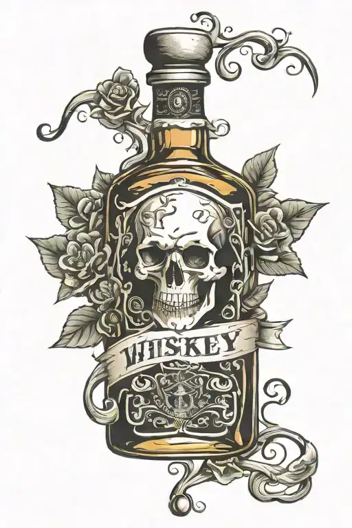 whiskey bottle with poison label “Andy Liter tattoo design idea