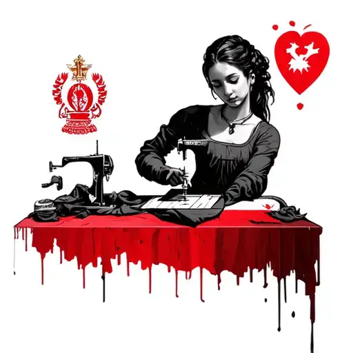 marigona (woman) sewing albanian flag tattoo design idea