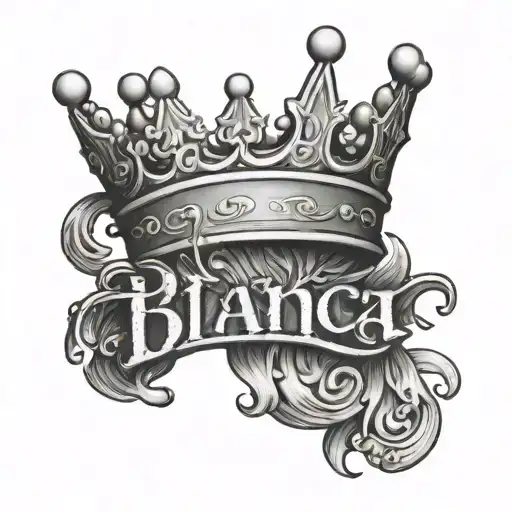 The word Bianca with a small crown on top of the B tattoo design idea