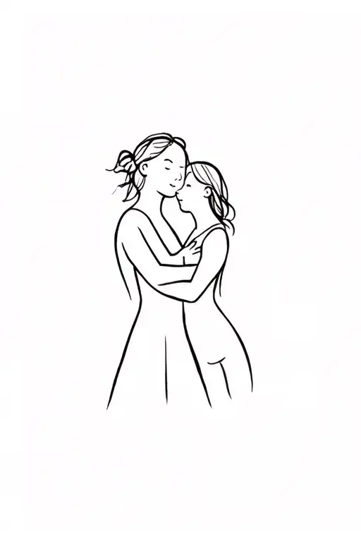 hugging inner child tattoo design idea