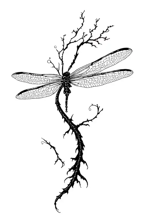 dragon fly tree tattoo design idea