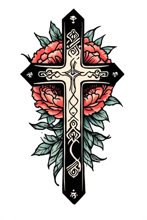 Faith tattoo with cross tattoo design idea