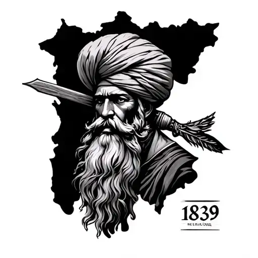 punjab map 1839 and sukh warriors tattoo design idea