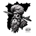 punjab map 1839 and sukh warriors tattoo design idea