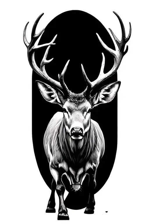 stag walking tattoo design idea