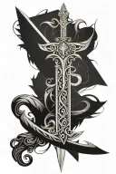 sword with caduceus tattoo design idea