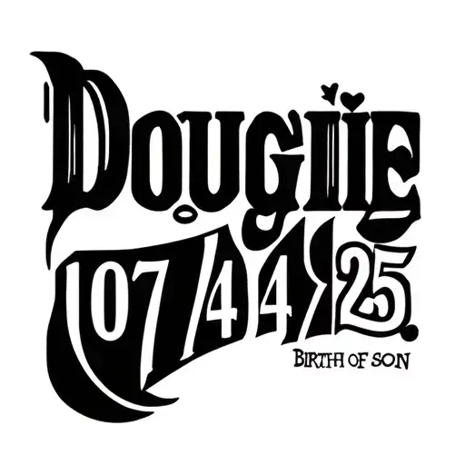 "Dougie 07/04/25 " Birth of son tattoo roman numerals tattoo design idea