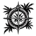 palm trees compass grim reaper death warrior strength family tattoo design idea
