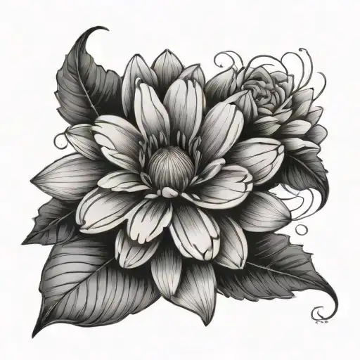 daisy waterlily marigold flowers tattoo design idea