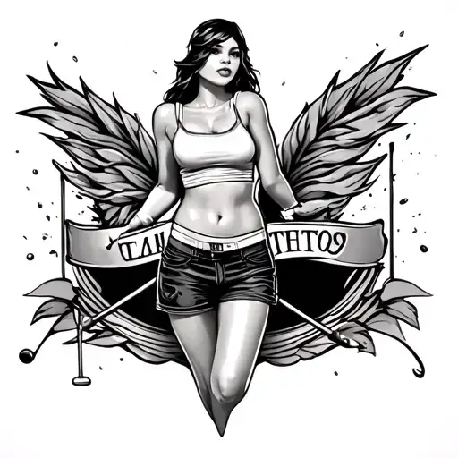 sexy golf girl tattoo design idea