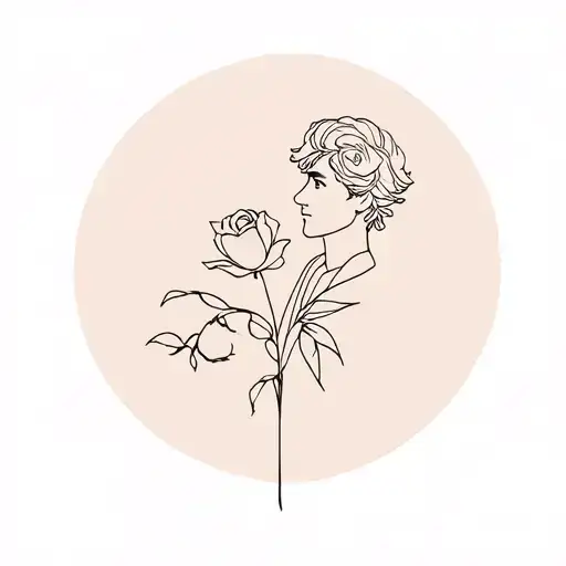little prince and rose tattoo design idea
