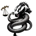 honeh badger killing the evil snake of justice intertwined tattoo design idea