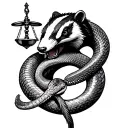 honeh badger killing the evil snake of justice intertwined tattoo design idea