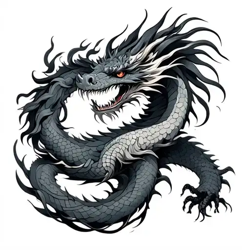 korean norigae with dragon intertwined tattoo design idea