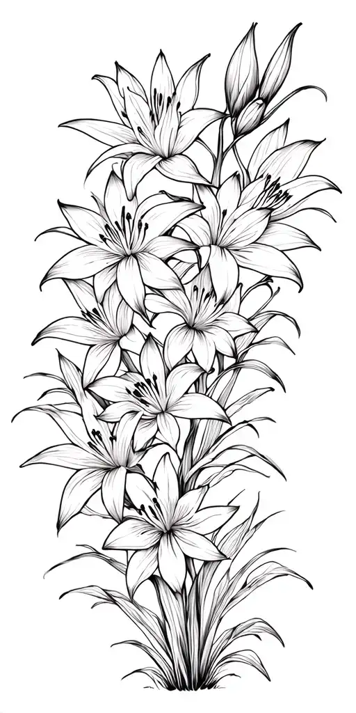 spider lily flowers blooming with red lotus flower tattoo design idea