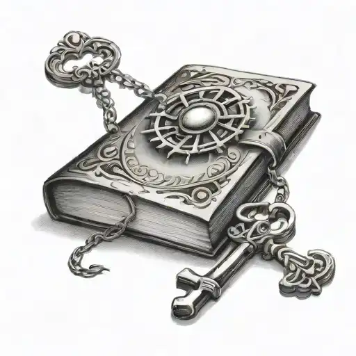 book close and a key unlocking tattoo design idea