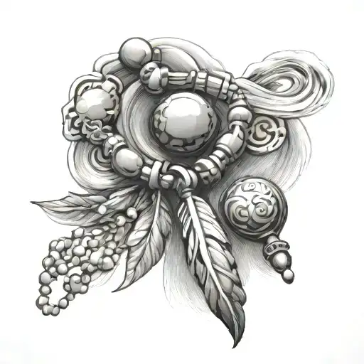 prayer, beads, memories of past present future tattoo design idea
