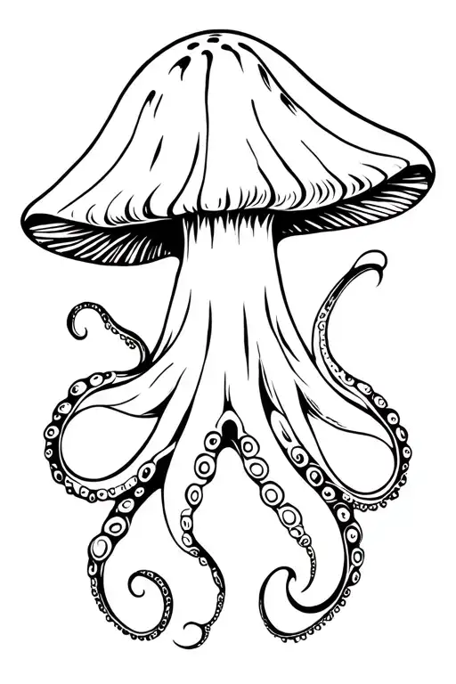 mushroom octopus tattoo design idea