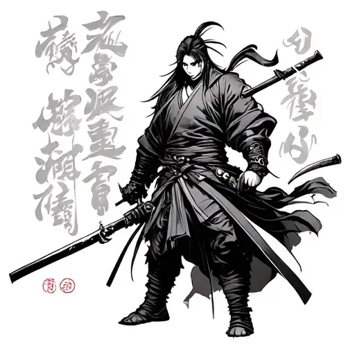 A Japanese Assasin in the manga style tattoo design idea