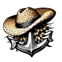 Anchor and Straw hat tattoo design idea