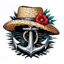 Anchor and Straw hat tattoo design idea