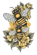 bees honey tattoo design idea