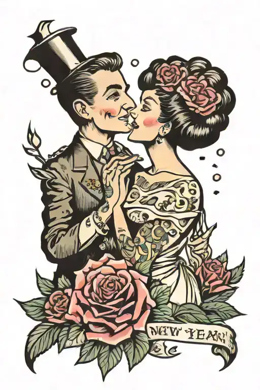 New Year and a marriage proposal tattoo design idea