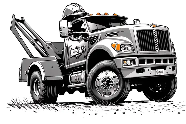 Arkansas razorbacks wearing a hard hat driving a peterbuilt tattoo design idea