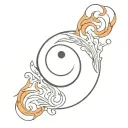 ying yang water and fire tattoo design idea