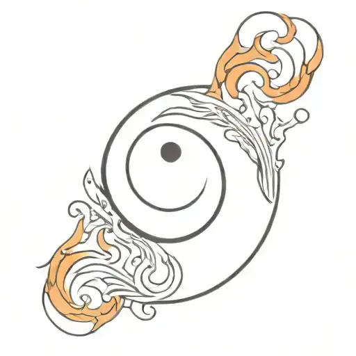 ying yang water and fire tattoo design idea