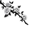 branches with flowers, with some aspects incorporating roses from the anime jujutsu kaisen, using nobara roses less leaf tattoo design idea