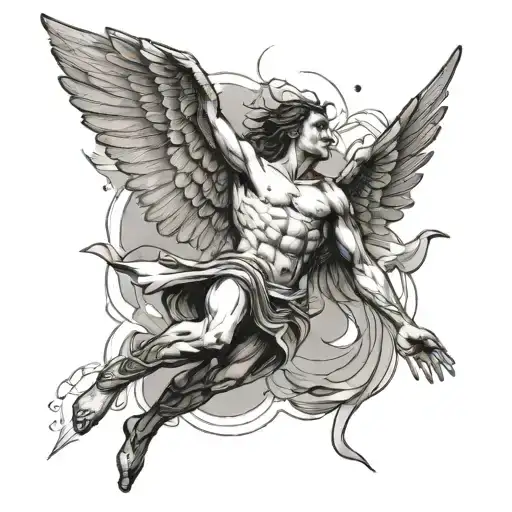 Icarus falling tattoo design idea