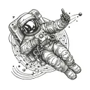astronaut floating through space with music notes tattoo design idea