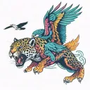 jaguar and eagle soaring tattoo design idea
