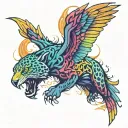 jaguar and eagle soaring tattoo design idea