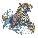 jaguar and eagle soaring tattoo design idea