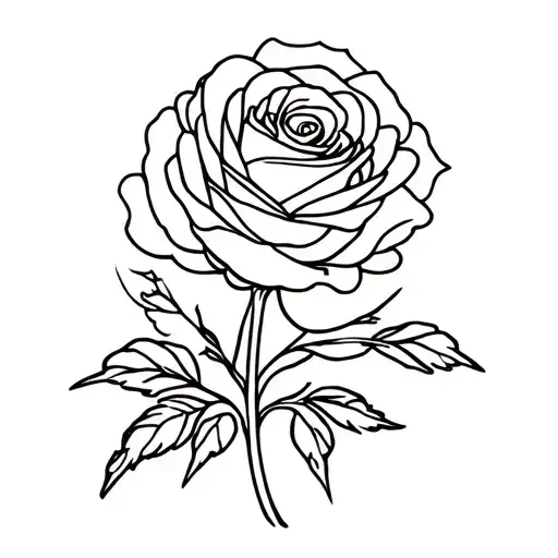 beauty and the beast minimal line art representation with rose tattoo design idea