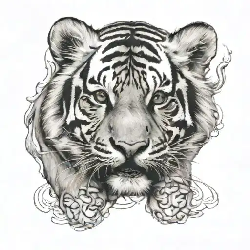 jbaby with tiger face  tattoo design idea